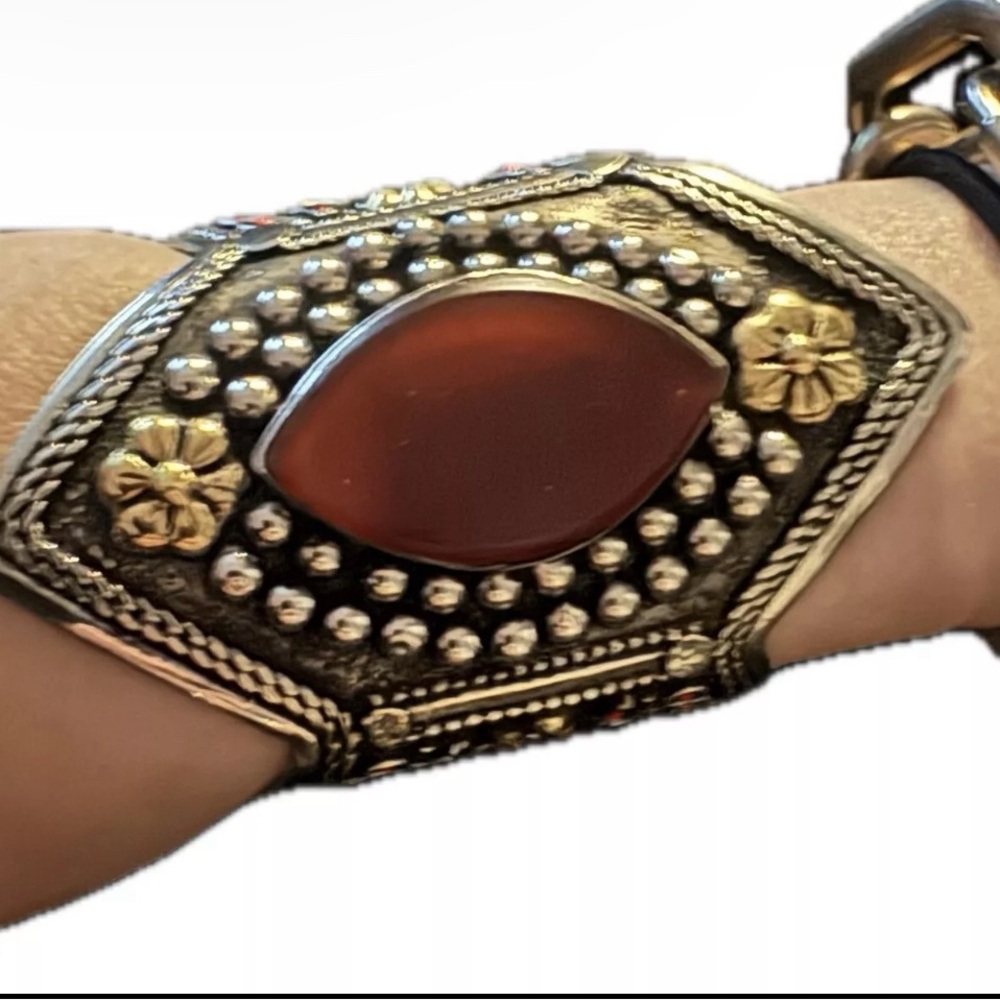 Afghan KUCHI German Silver cuff, Antique, Rare Boho/Tribal/Punk/ Festival, New - Picture 3 of 8